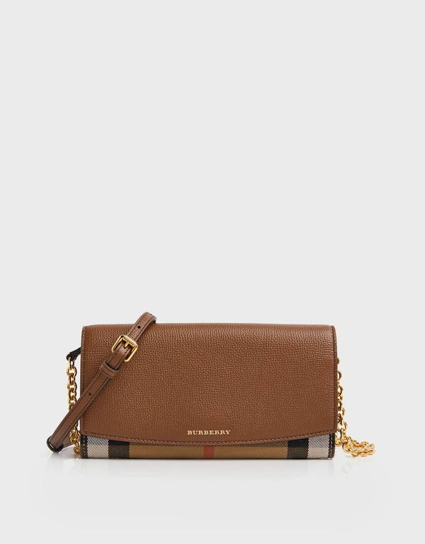 Burberry House Check Henley Leather Chain Wallet