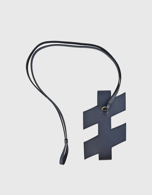 Hermès Hermès H-Tag Epsom Leather Phone Case Holder-Black
