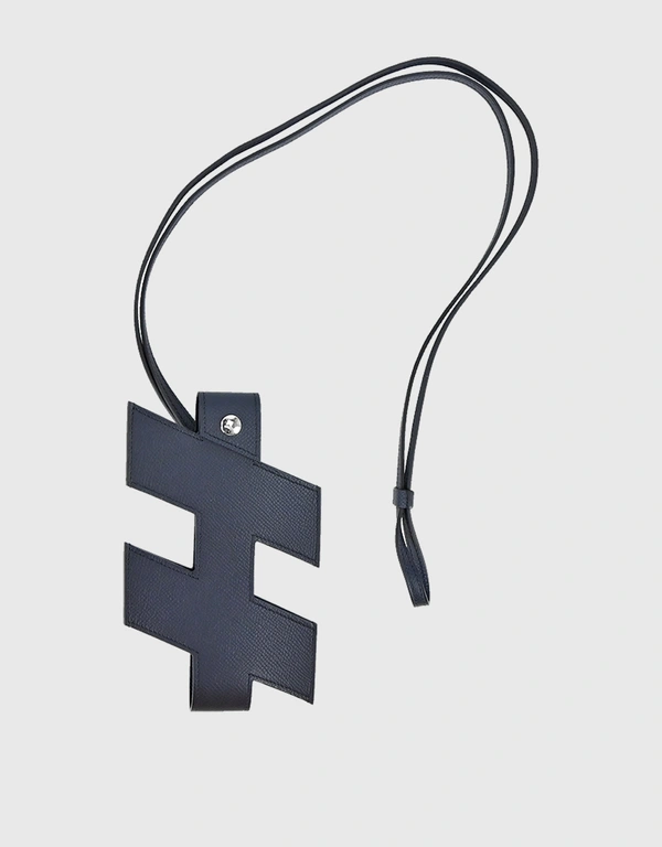 Hermès Hermès H-Tag Epsom Leather Phone Case Holder-Black