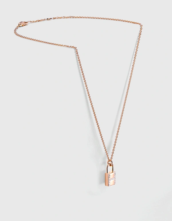 Hermès 愛馬仕 Kelly Cadenas H 鎖頭造型鑲藍寶石玫瑰金項鍊