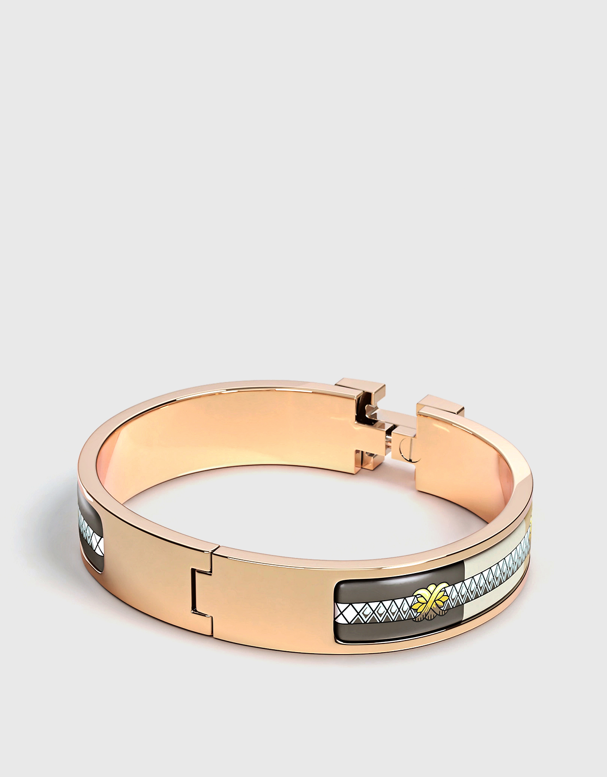 Authentic! Hermes 18k Rose Gold H Open Cuff Bangle Bracelet | Fortrove