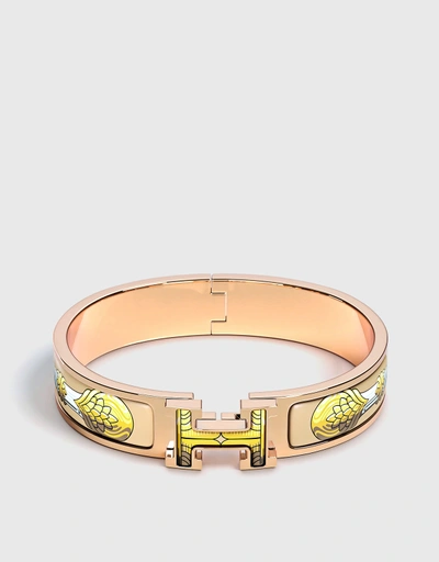 Hermès Clic H Cliquetis Enamel Rose Gold Bracelet-Yellow