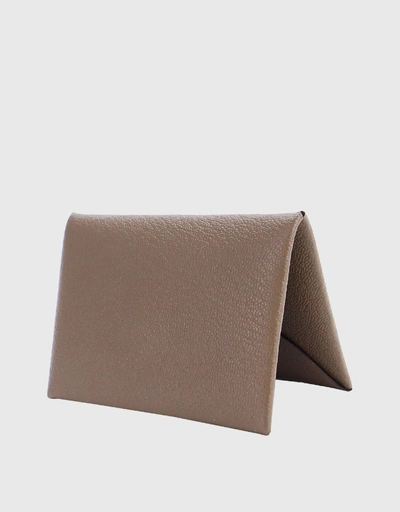 Hermès Calvi Goatskin Card Holder-Etoupe