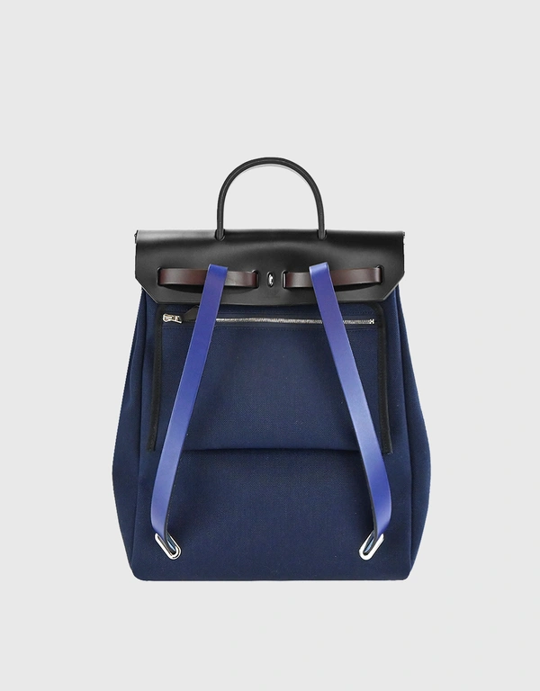 Hermès Hermès Herbag Canvas Backpack-Navy/Black/Blue Silver Hardware