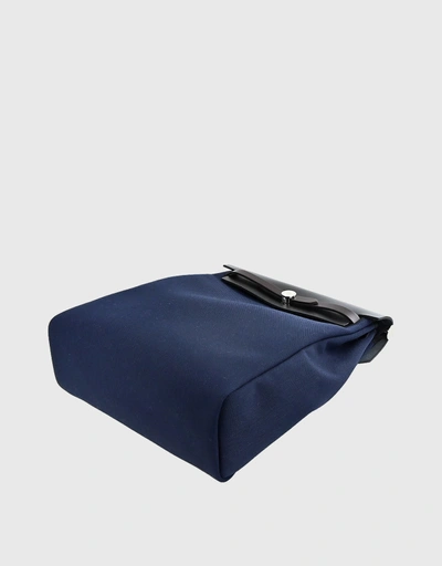 Hermès Herbag Canvas Backpack-Navy/Black/Blue Silver Hardware