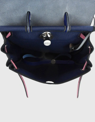 Hermès Herbag Canvas Backpack-Navy/Black/Blue Silver Hardware