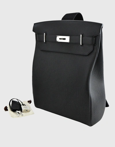 Hermès Hac a Dos 26 Togo Leather Backpack-Noir Silver Hardware