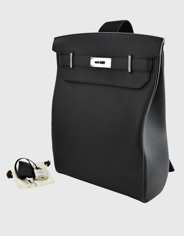 Hermès Hermès Hac a Dos 26 Togo Leather Backpack-Noir Silver Hardware