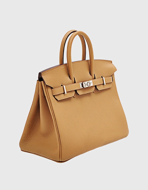 Hermès - Hermès Birkin 25 Togo Leather Handbag-Biscuit Silver Hardward
