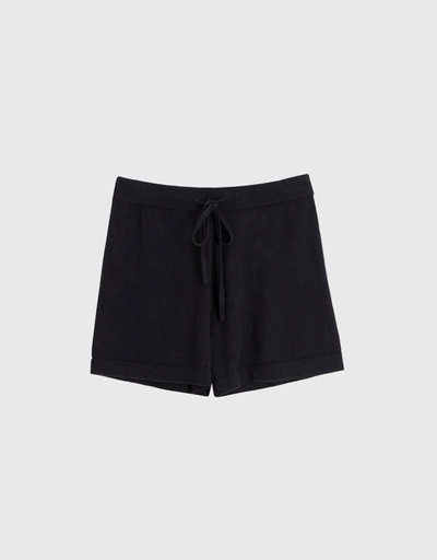 Cotton Cashmere Knitted Short-Black