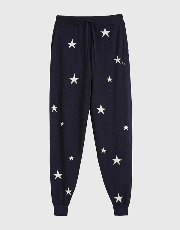 Chinti & Parker Star Cashmere Track Pants-Navy