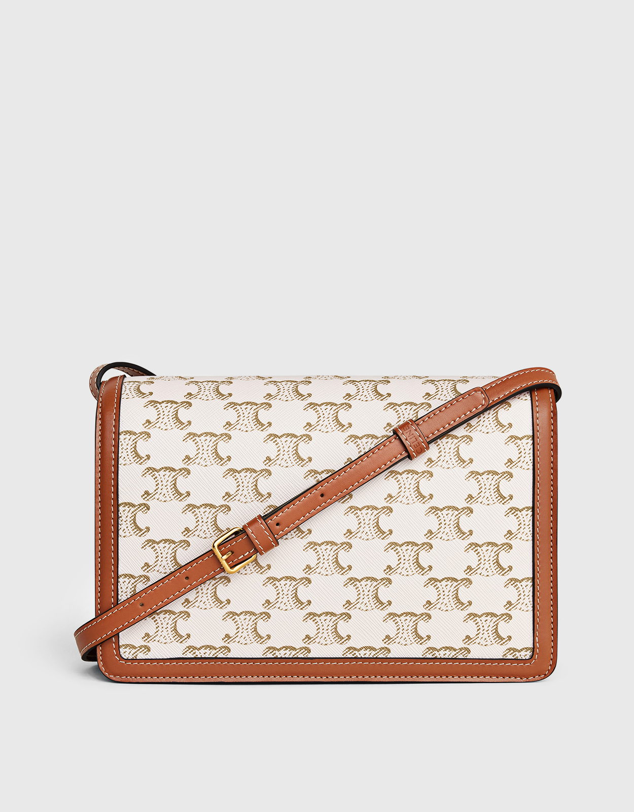 Women's Clutch with Chain in Triomphe Canvas and Lambskin