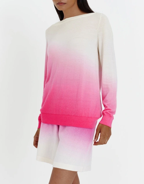 Wool Cashmere Dip Dye Sweater-Pink