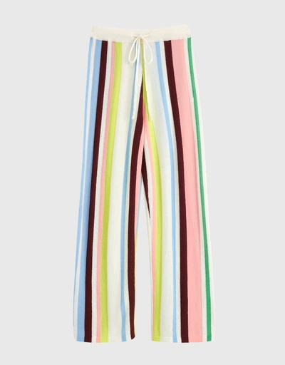 Cashmere Wide-Leg Stripe Pants-Multicoloured 