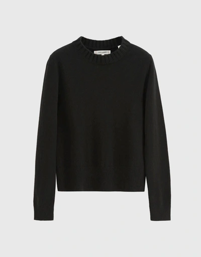 Wool Cashmere Cropped Sweater-Black