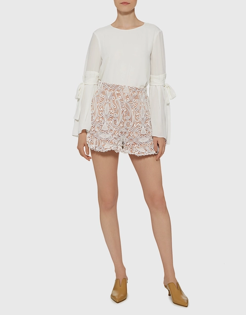Barron High-rise Lace Ruffle Shorts