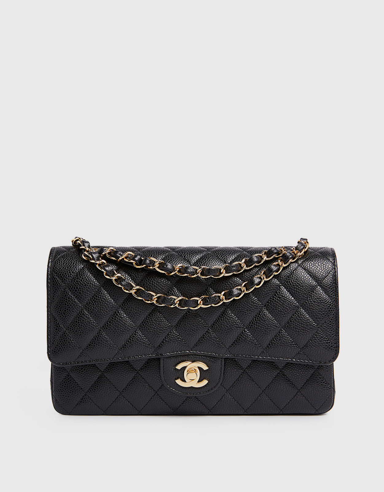 Chanel Classic Handbag 23 Caviar Calfskin Gold-Tone Metal Shoulder Bag (Shoulder bags,Chain Strap) IFCHIC.COM