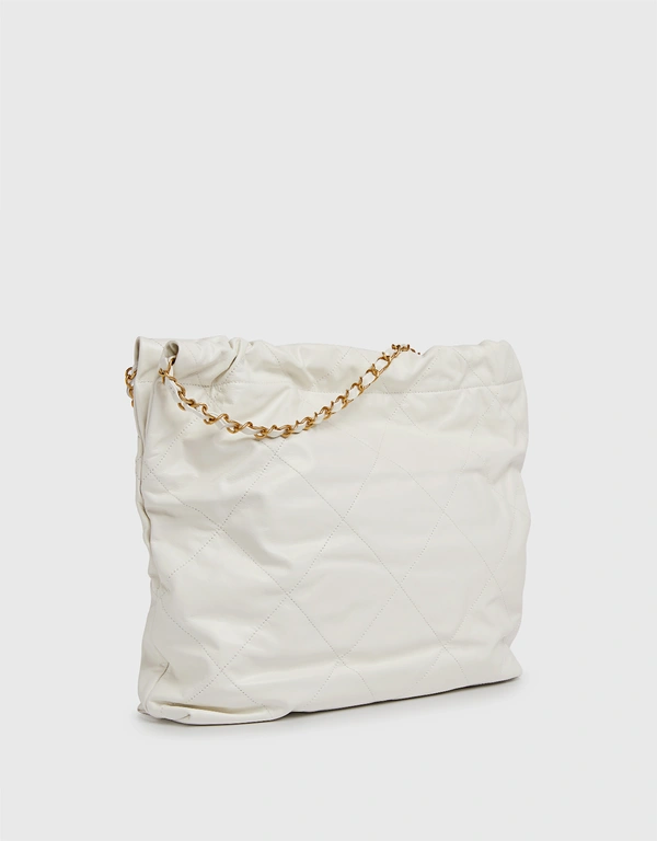 Chanel 22 Medium Calfskin Gold-Tone Lacquered Metal Shoulder Bag