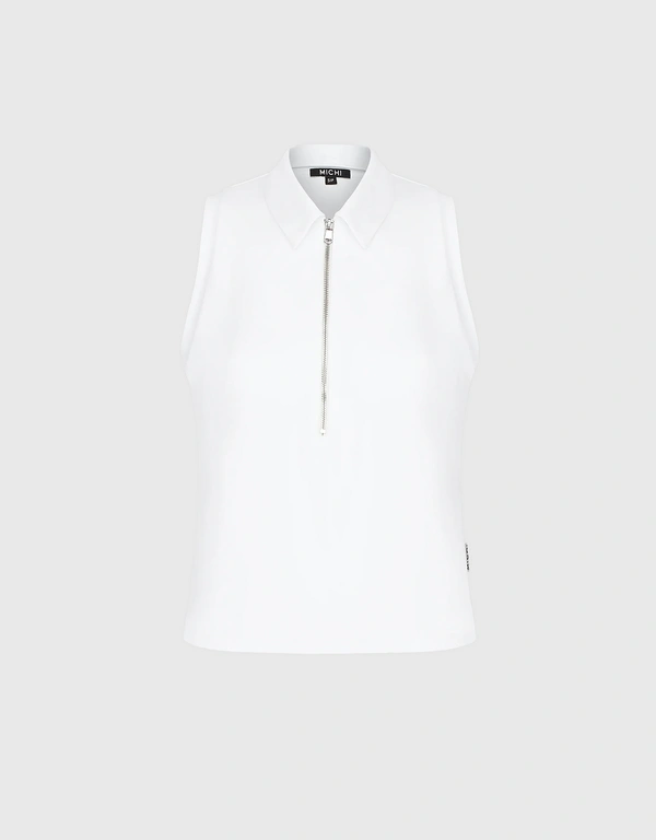Ace Sleeveless Polo Shirt-White