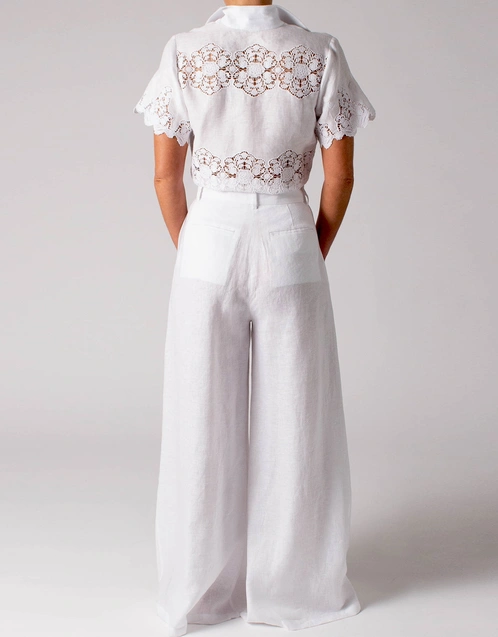 Brooklyn Cloisters Embroidery Linen Wrap Top