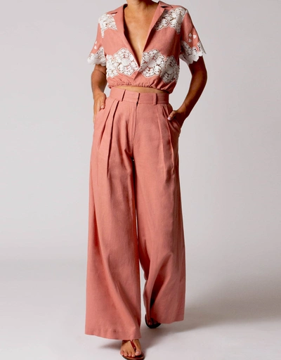 Brooklyn Cloisters Embroidery Linen Wrap Top