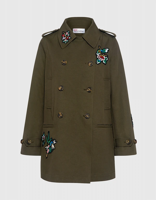 Flower Patch Embellished Trench Coat