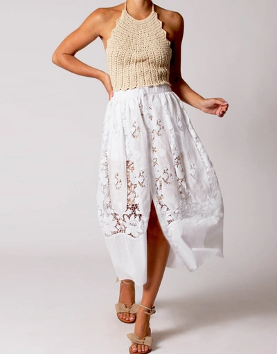 Reagan Embroidered Cotton Midi Skirt