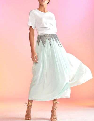 Selene Sequin Silk Midi Skirt