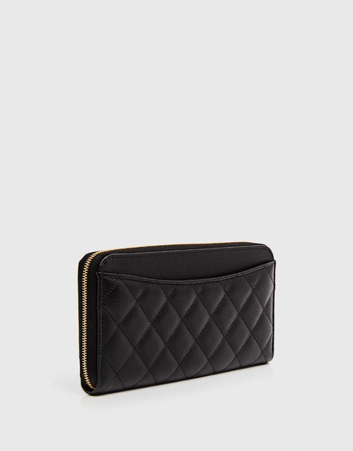 Classic Grained Calfskin And Gold-tone Metal Zipped Long Wallet