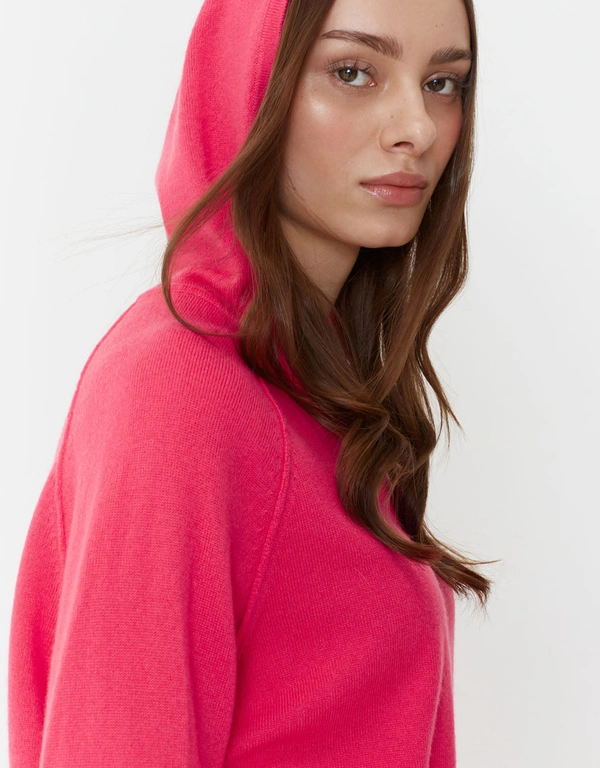 Coral Wool-Cashmere Boxy Hoodie