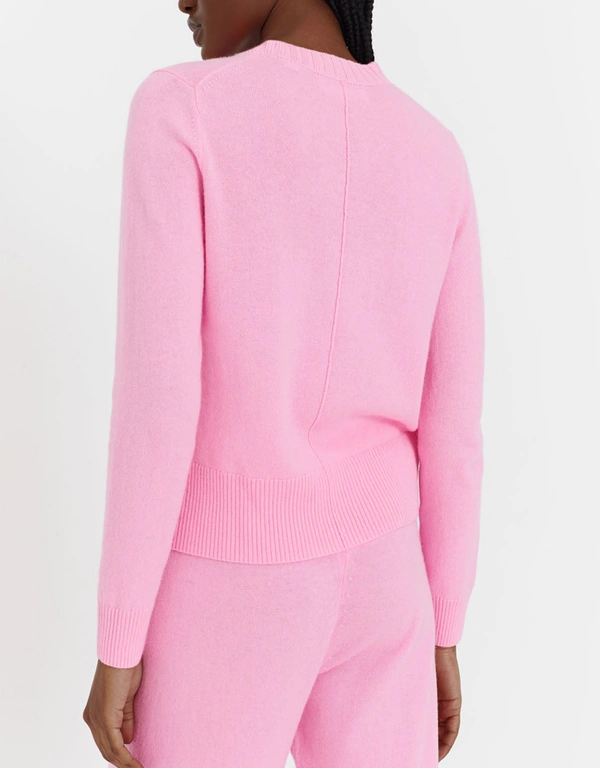 Bubblegum Wool-Cashmere Cropped Sweater