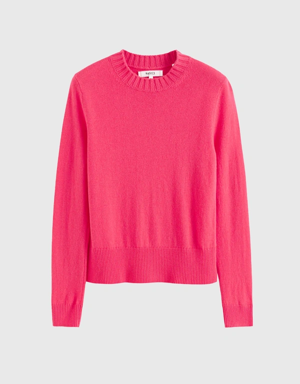 Wool  Cashmere Cropped Sweater-Coral