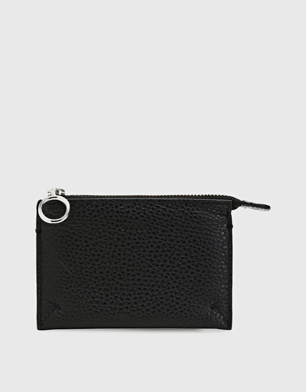 Behno Frida Pebble Leather Top-zip Wallet-Black