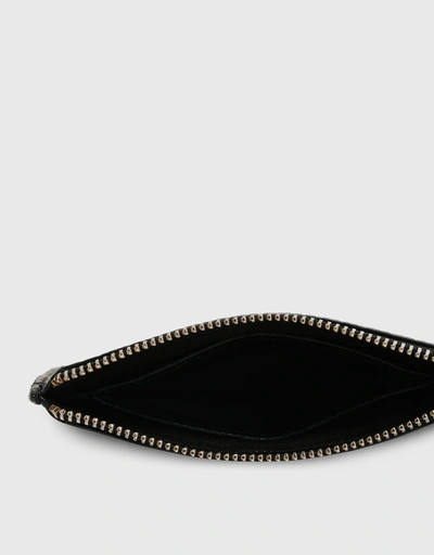 Frida Pebble Leather Top-zip Wallet-Black