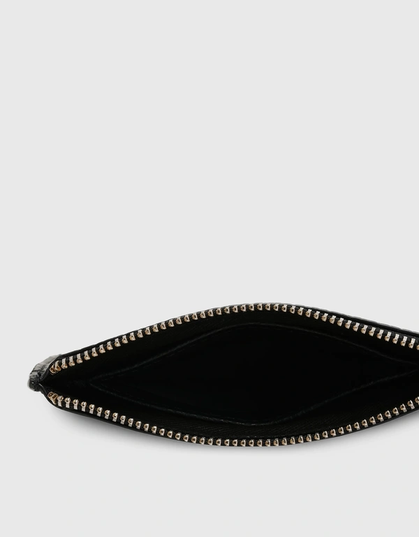Behno Frida Pebble Leather Top-zip Wallet-Black