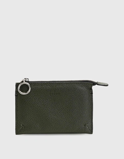 Frida Pebble Leather Top-zip Wallet-Forest