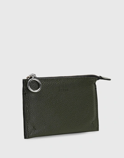 Frida Pebble Leather Top-zip Wallet-Forest