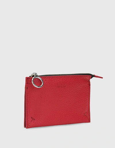 Frida Pebble Leather Top-zip Wallet-Red