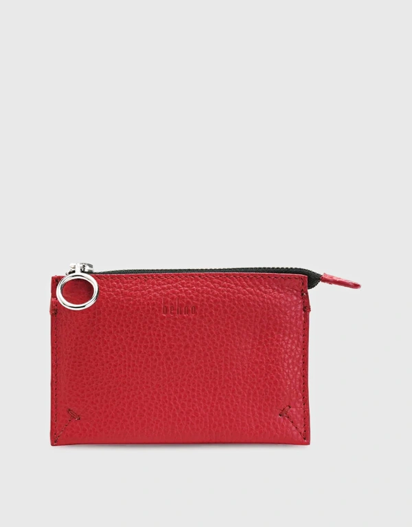 Behno Frida Pebble Leather Top-zip Wallet-Red