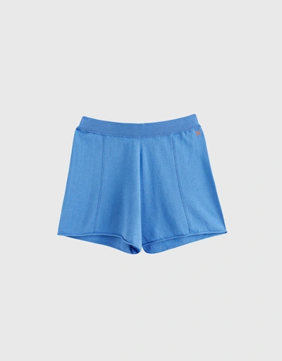 Silk Cashmere Shorts -Blue