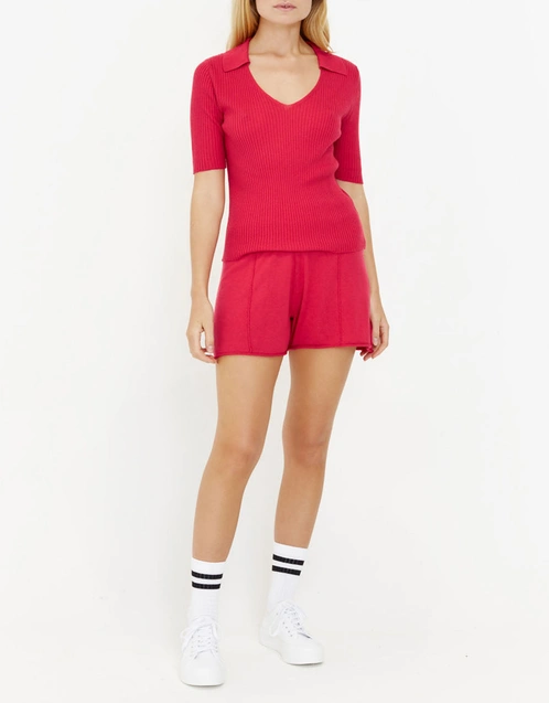 Silk Cashmere Shorts-Raspberry