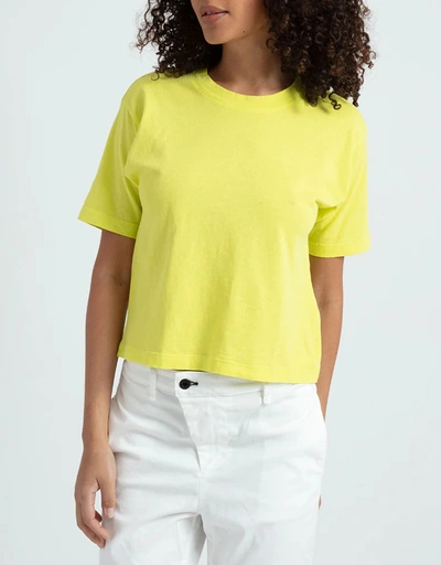 Cotton Cropped T-Shirt-Neon Yellow