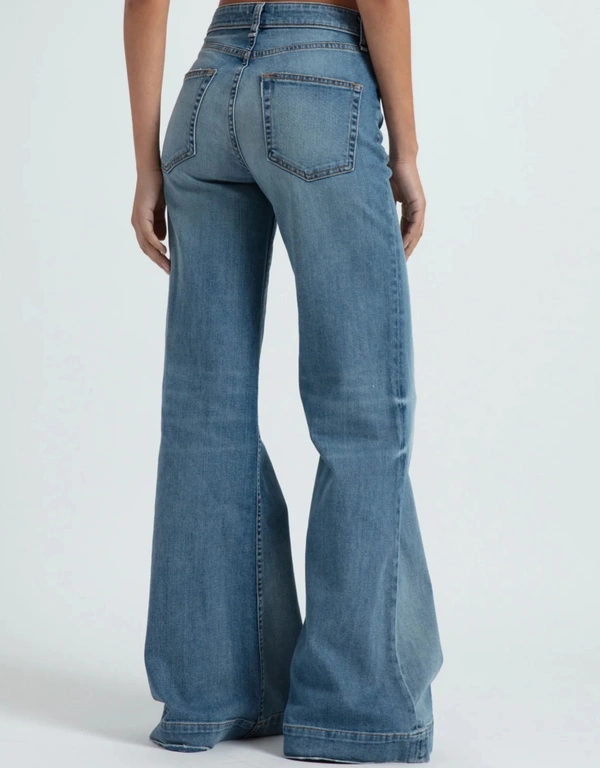 ASKK NY Juniper High-rised Wide-leg Bootcut Cropped Jeans-Joshua Tree