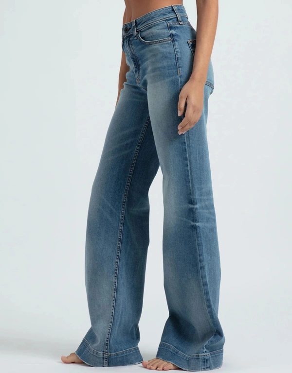 ASKK NY Juniper High-rised Wide-leg Bootcut Cropped Jeans-Joshua Tree