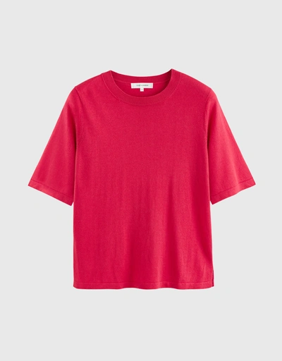 Silk-Cashmere T-shirt-Raspberry