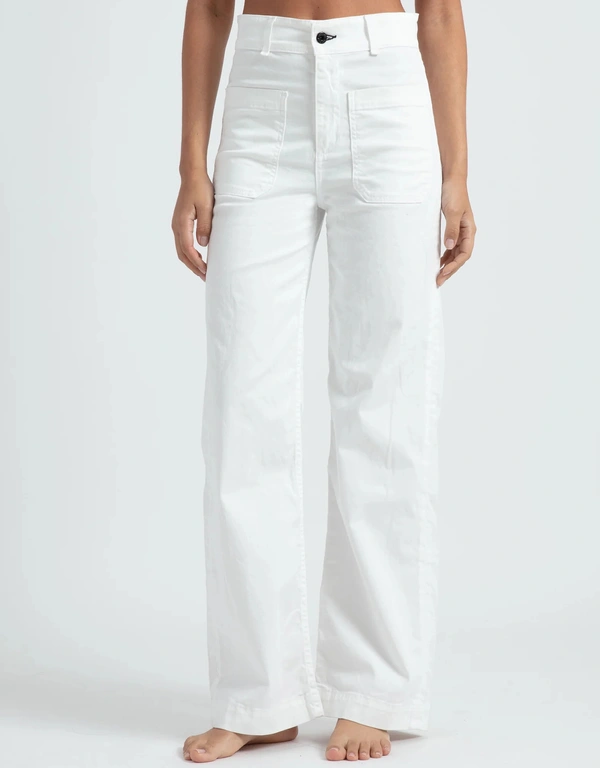 ASKK NY Sailor Twill High-rised Wide-leg Cropped Pants-Ivory