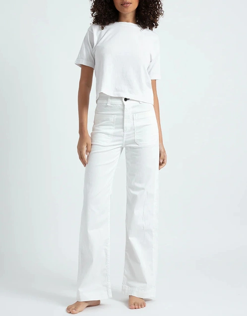 Sailor Twill High-rised Wide-leg Cropped Pants-Ivory
