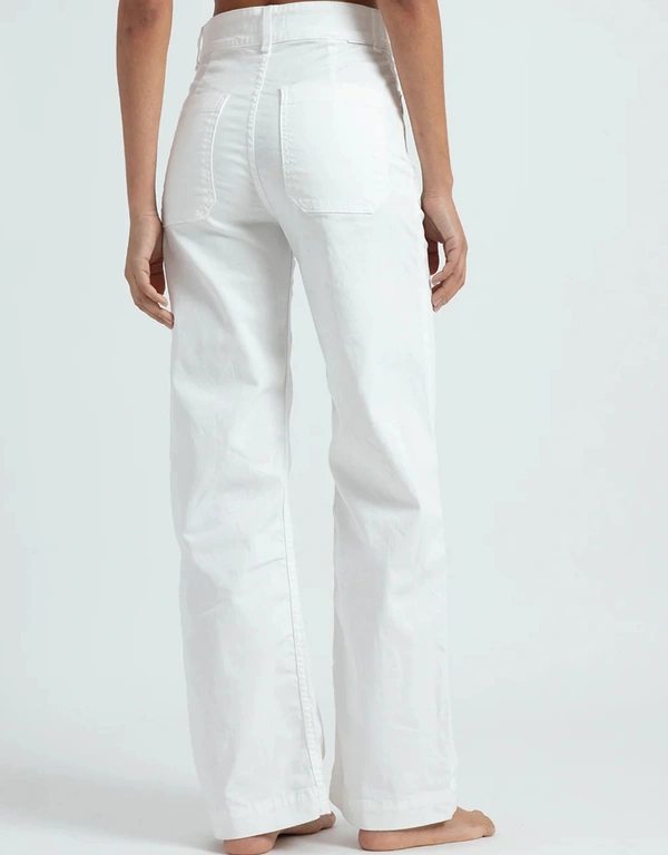 ASKK NY Sailor Twill High-rised Wide-leg Cropped Pants-Ivory