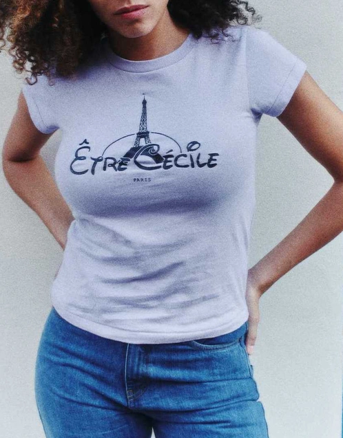 Etre Cecile Paris Cap Sleeve T-Shirt-Violet