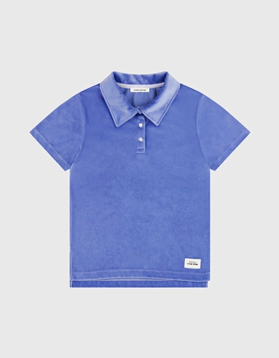 Etre Cecile Future Vintage Velour Polo Shirt-Purple
